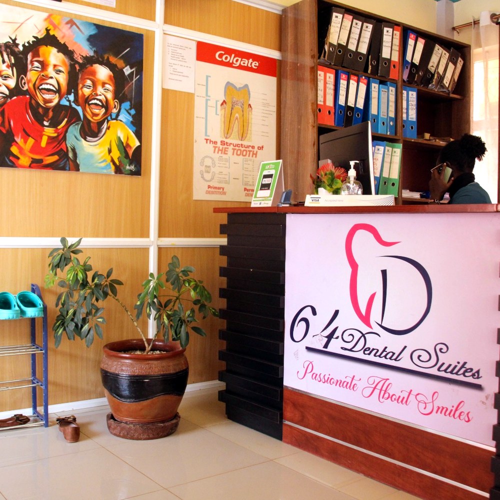 Reception area at 64 Dental Suites, a child-friendly dental clinic in Zion Mall, Eldoret